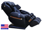 Black LURACO i9 MAX Plus massage chair, angled view with Made in USA badge