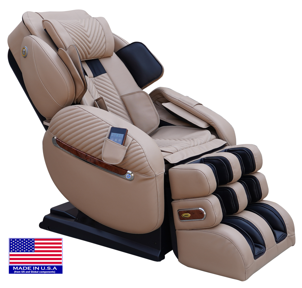 Cream LURACO i9 MAX Plus upright angled product view with US flag