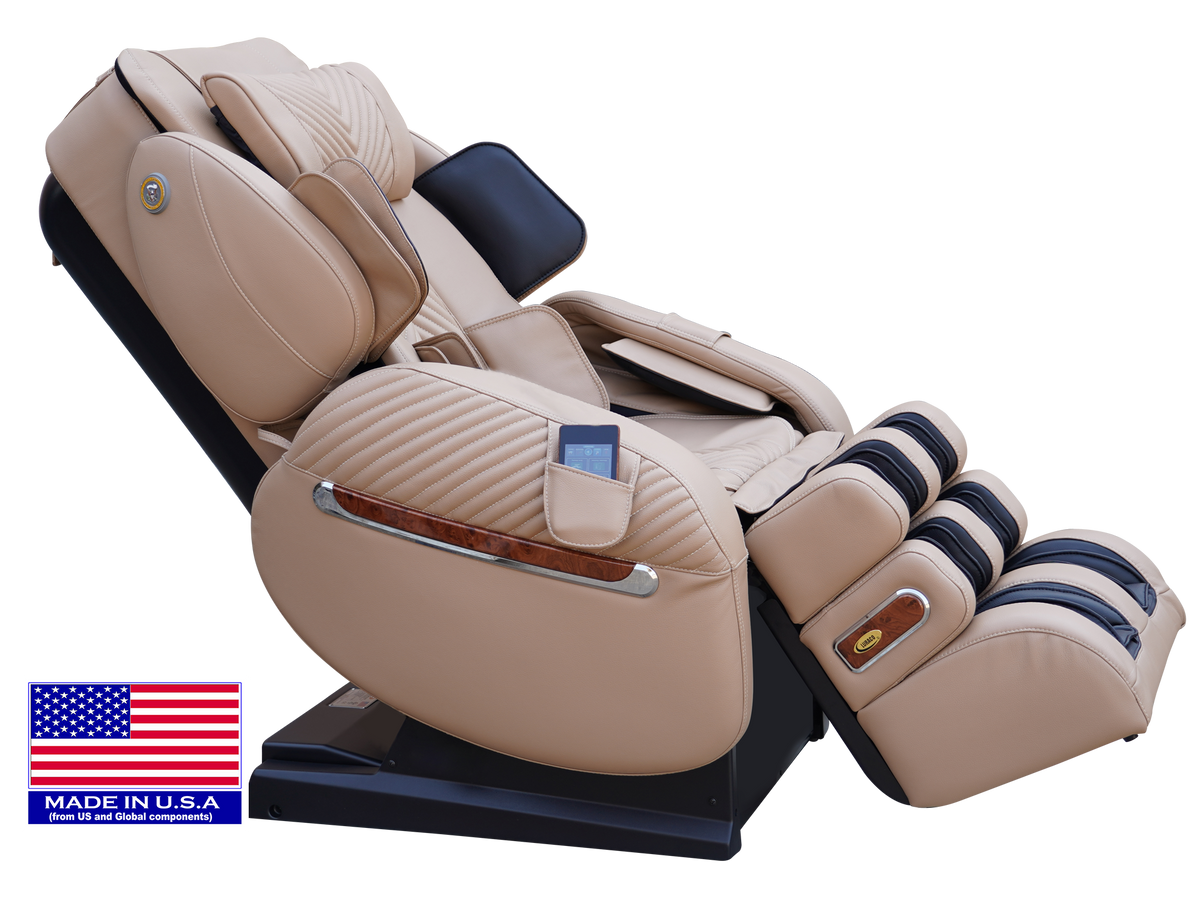 Cream LURACO i9 MAX Plus reclined product view with US flag