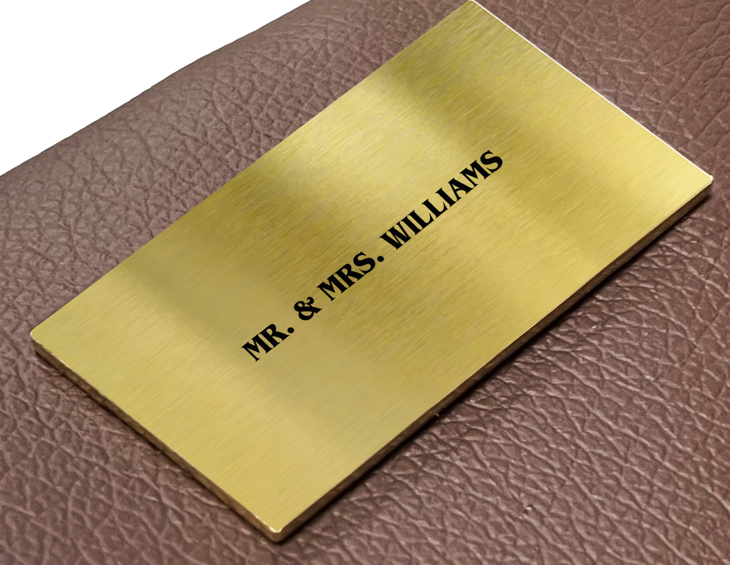 Royal Edition personalized gold nameplate, example name shown