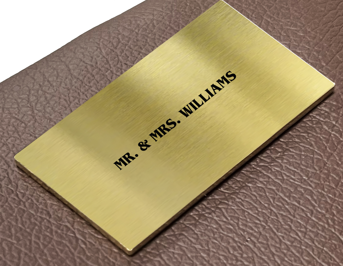 Royal Edition personalized gold nameplate, example name shown
