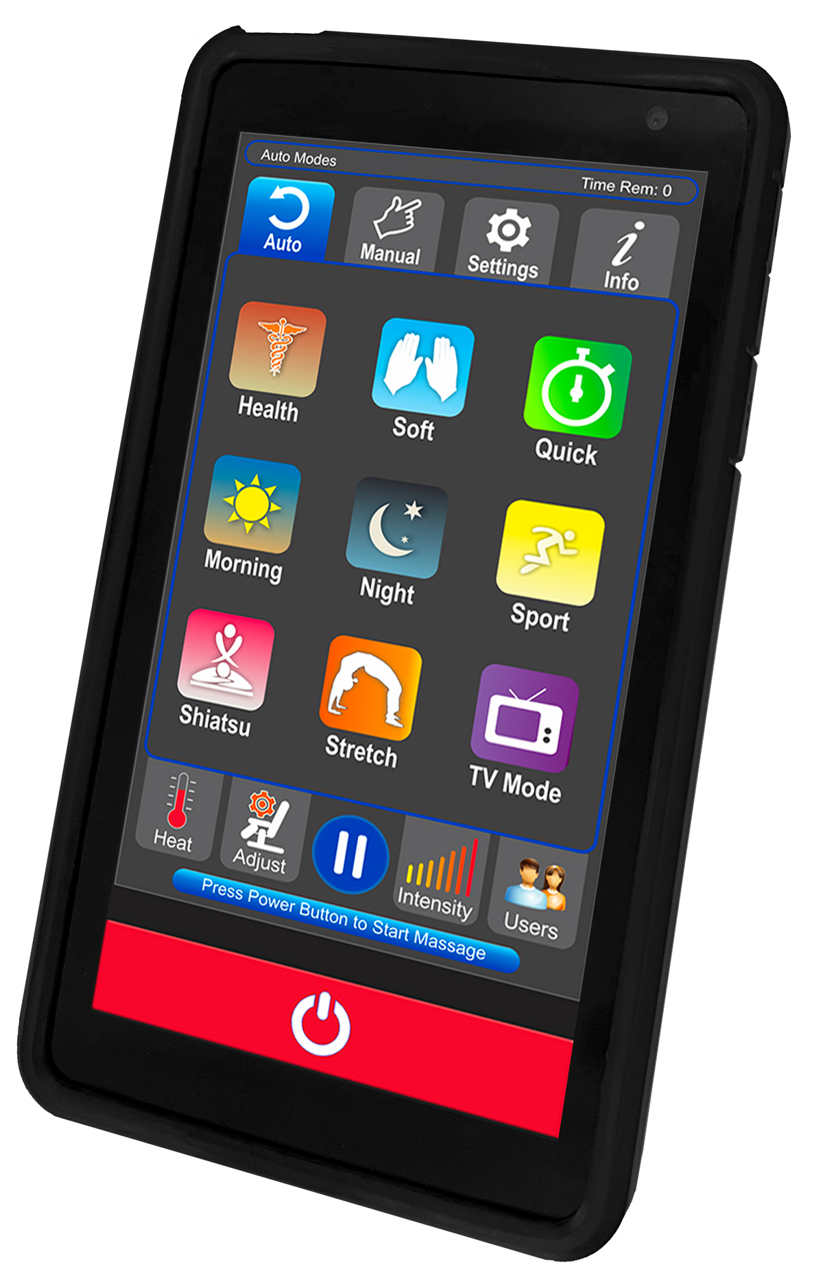 Wireless touchscreen controller for the LURACO massage chair
